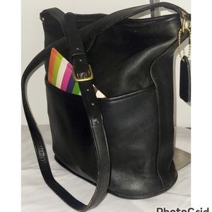 Coach Vintage Black Leather Bleecker Bucket Bag